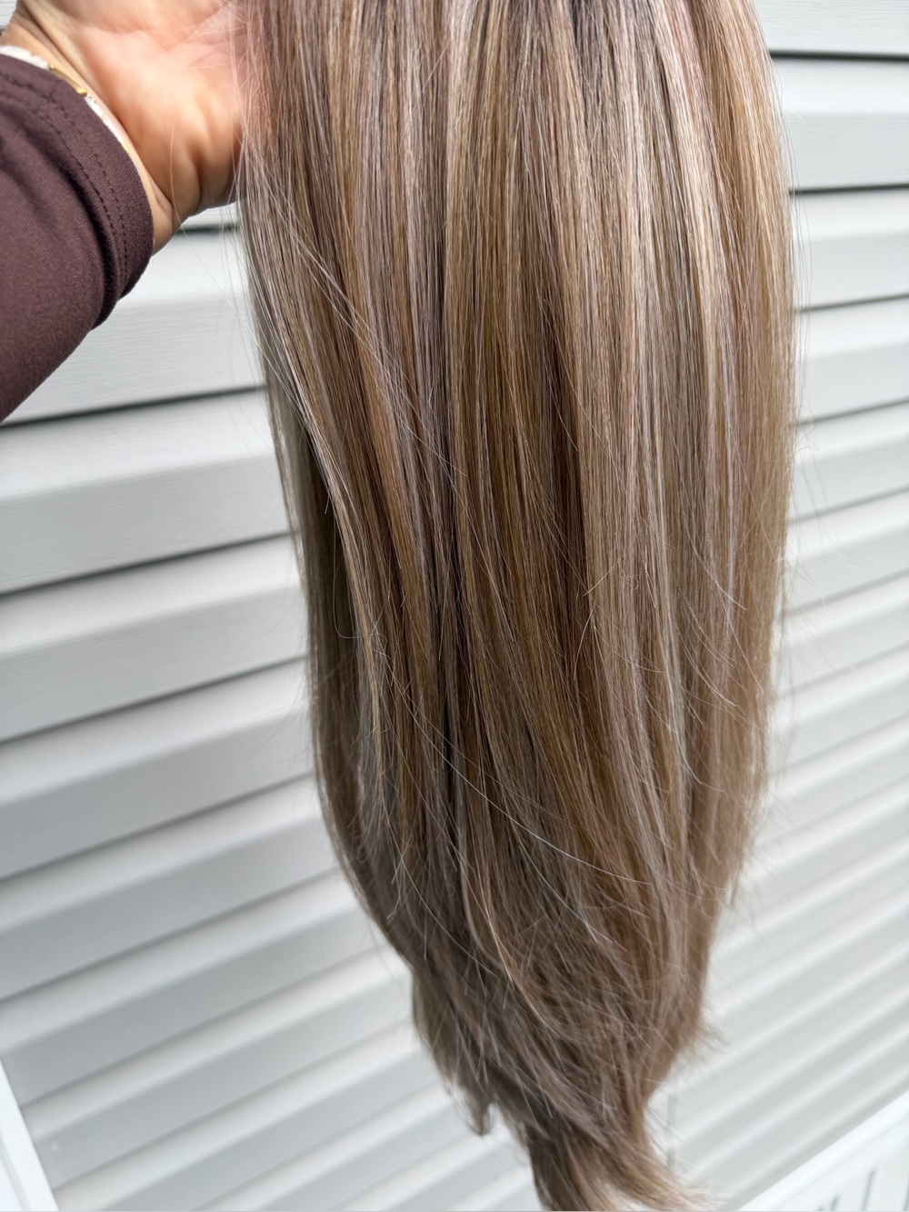 Premium Women's Hairpiece - Light Ash Brown Highlighted